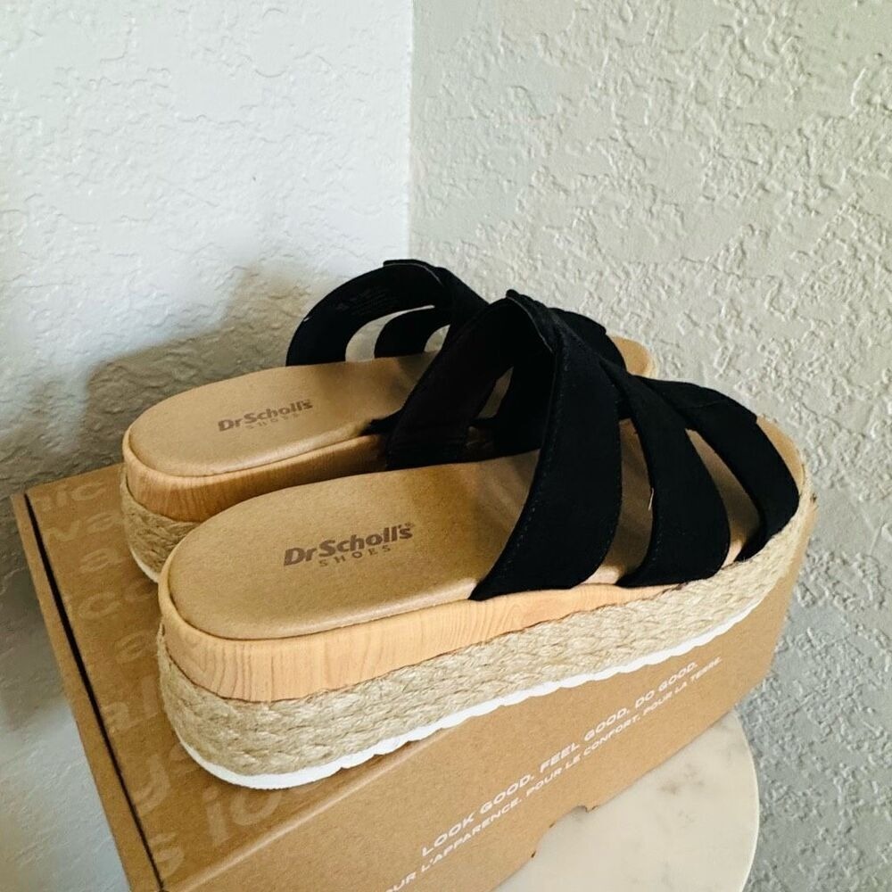 Dr. Scholl's Electric Platform Wedge‎ Sandal, Cushioned, Black/Tan, Size 9, NWT - Picture 11 of 16